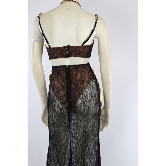 The Dolls House 2 Piece Sheer Lace Cropped Top Skirt Set Suit Size S - Picture 14 of 16